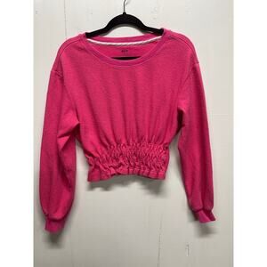 Maeve Anthropologie Women's Hot Pink Top Size Small Long Sleeves Cropped